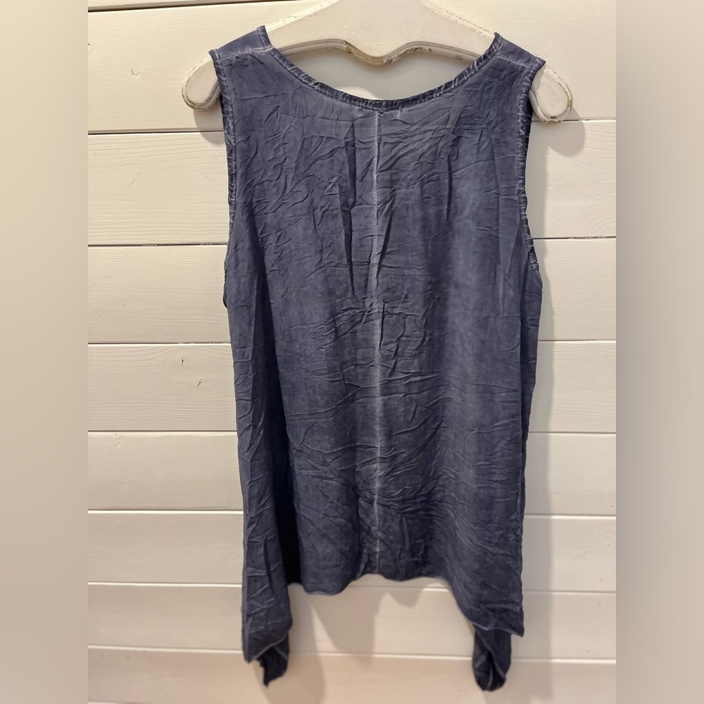 BELLA AMORE – Indigo Sleeveless Tunic Asymmetrical Hem One Size (Fits XL) - Picture 9 of 9